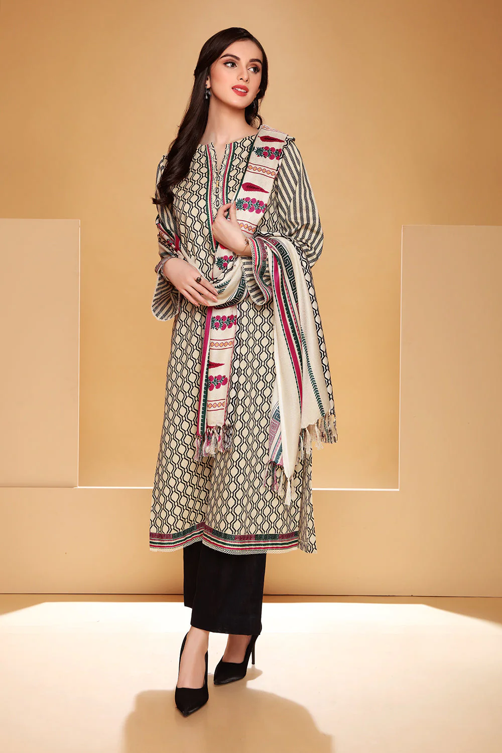 Nishat 3pc Printed Khaddar