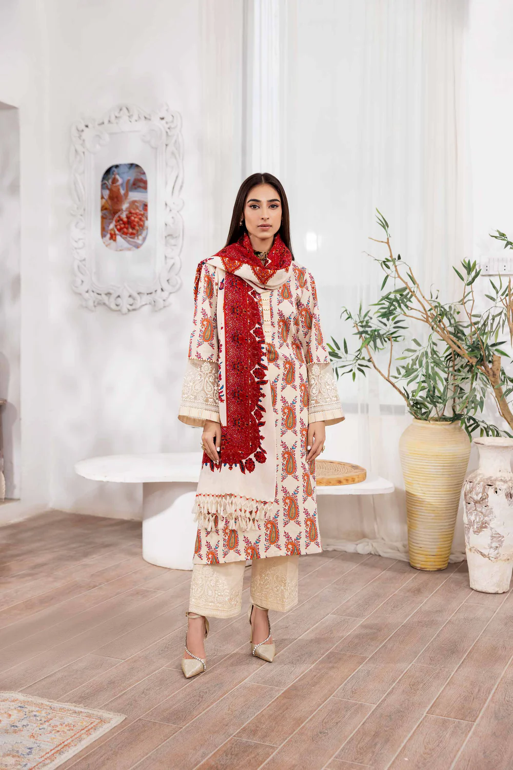 Nishat 3pc Printed emb Khaddar