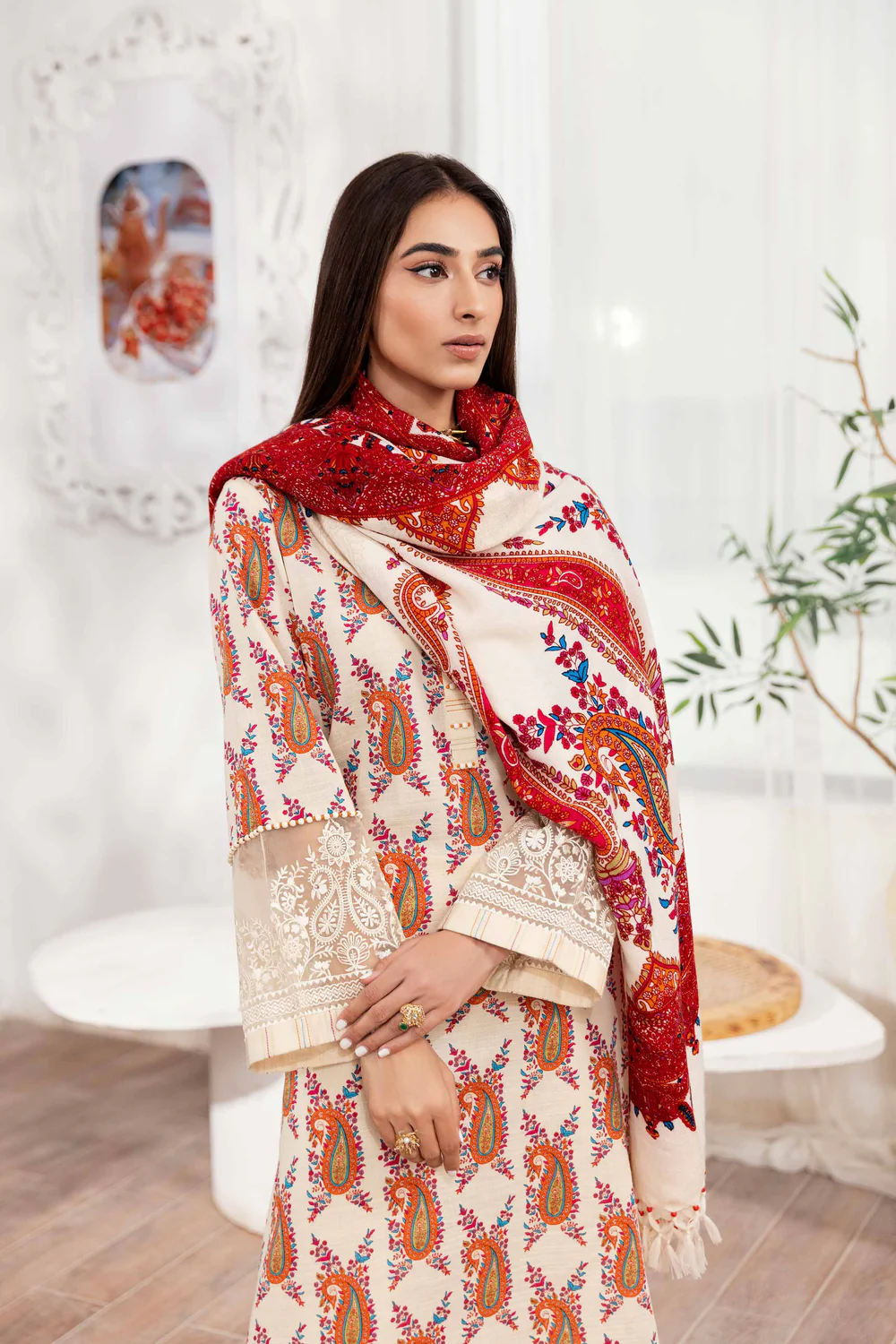 Nishat 3pc Printed emb Khaddar