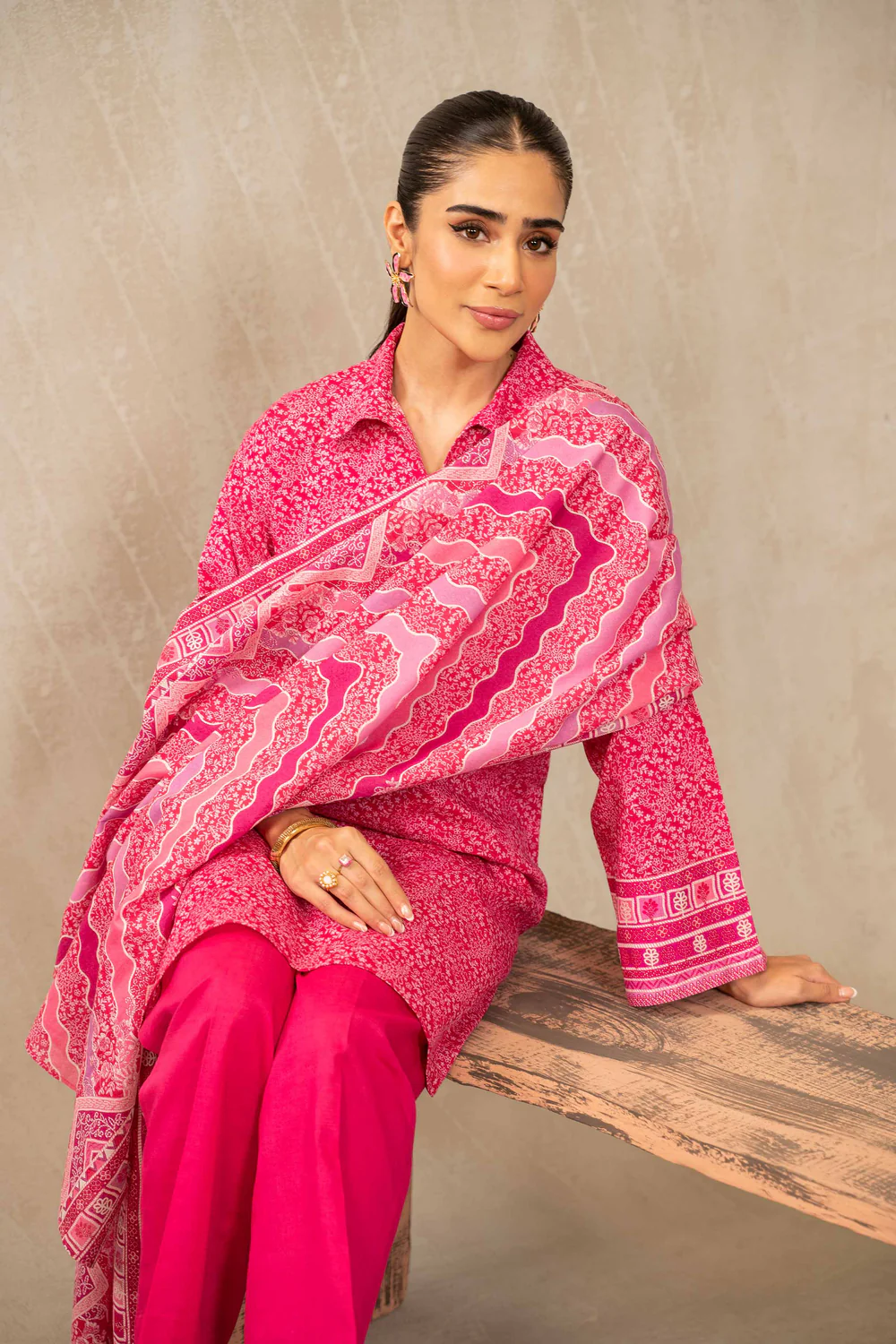 Nishat 3pc printed khaddar