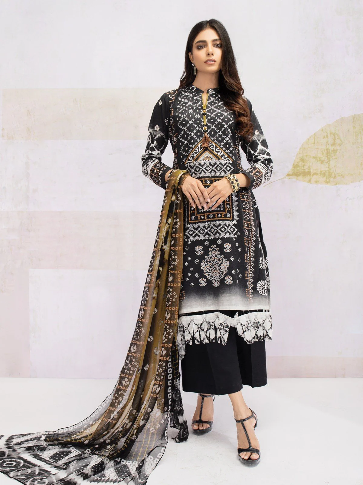 Edenrobe 3pc printed khaddar