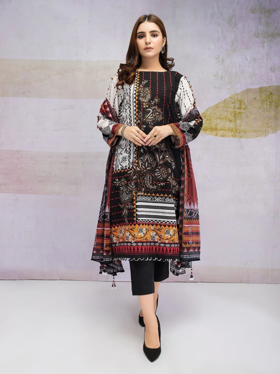 Edenrobe 3pc Embroidery Khaddar