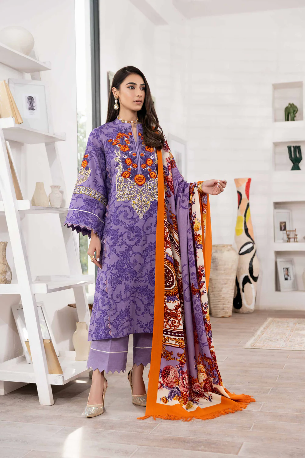 Nishat 3pc Printed emb Khaddar