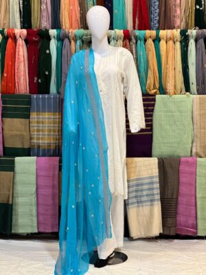 1Pc Blue Embroidery Dupata