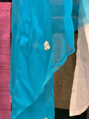 1Pc Blue Embroidery Dupata