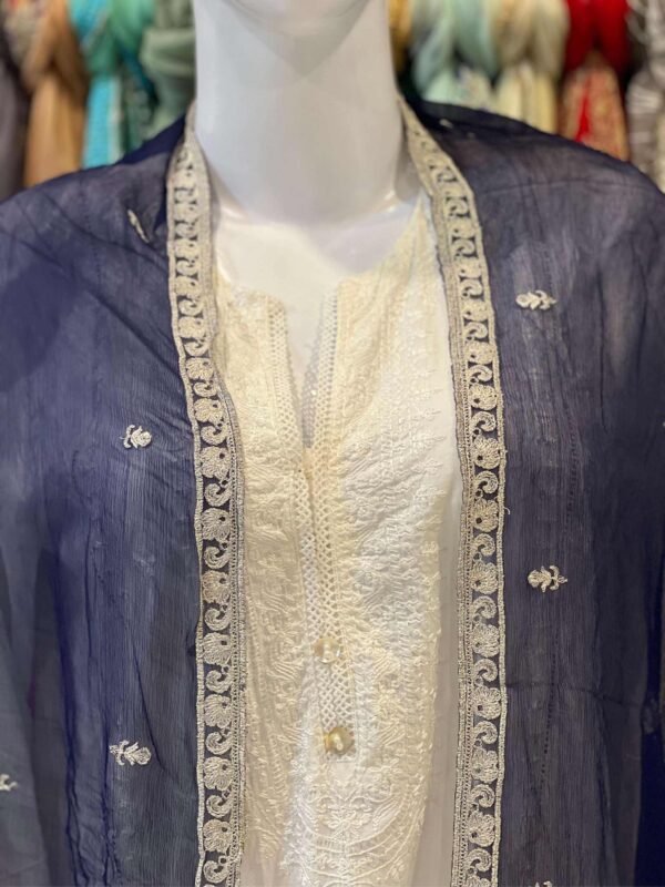 1pc Dark Blue embroidery dupata