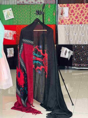 Black and maroon women NISHAT pashmina shawl 1pc