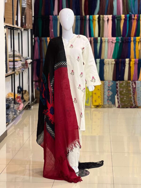 Black and maroon women NISHAT pashmina shawl 1pc