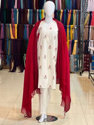 Red women NISHAT pashmina shawl 1pc