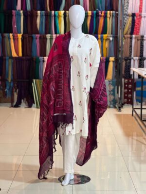 Black and maroon women NISHAT pashmina shawl 1pc