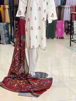 Beechtree wool maroon satlar 1pc printed