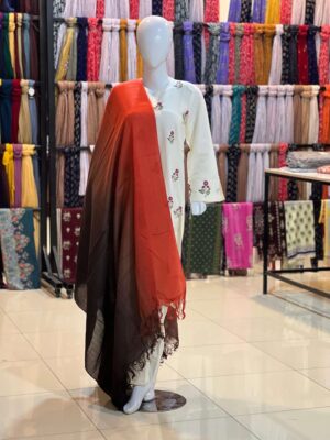 Orange and brown Two shade women NISHAT pashmina shawl 1pc