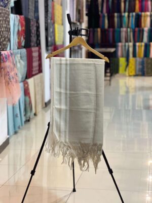 Cream color and white women NISHAT pashmina shawl 1pc