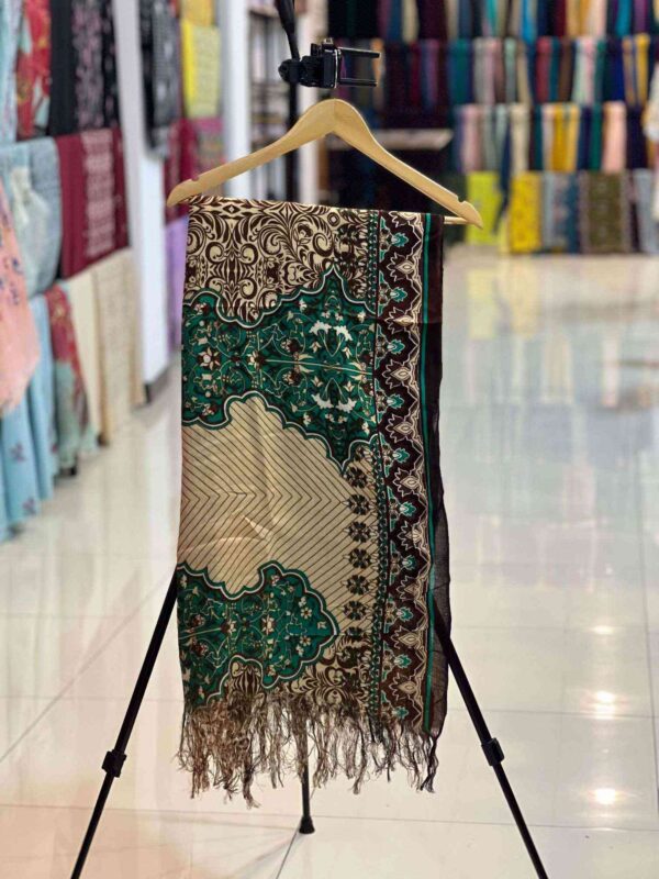 Cream and Green multi women NISHAT pashmina shawl 1pc
