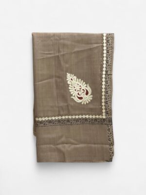 Indian pashmina brown embroidery shawl 1pc