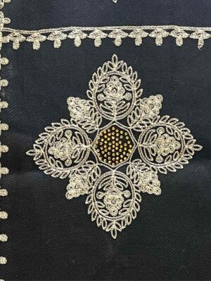 Indian pashmina black embroidery shawl 1pc