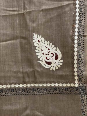 Indian pashmina brown embroidery shawl 1pc