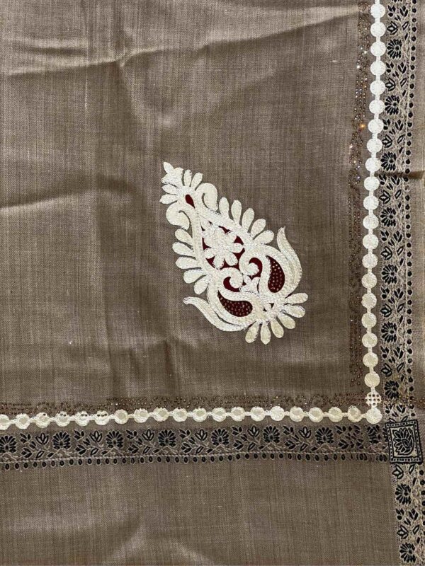 Indian pashmina brown embroidery shawl 1pc