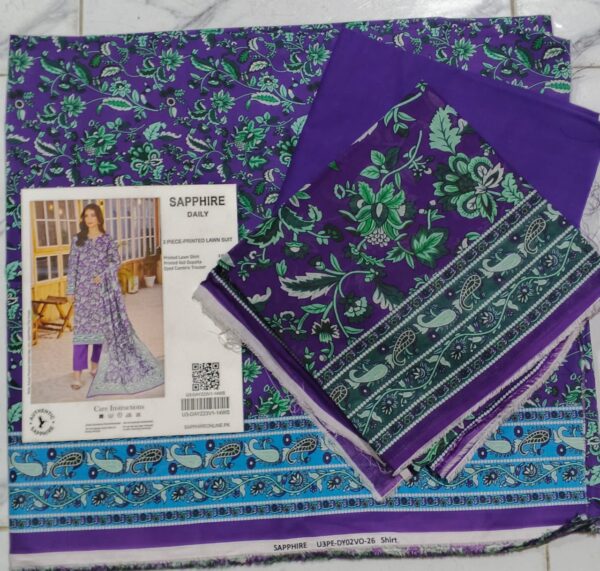 SAPPHIRE PRINTED LAWN 3PC | 001002
