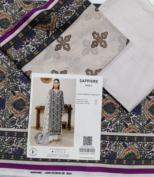 SAPPHIRE PRINTED LAWN 3PC | 001002