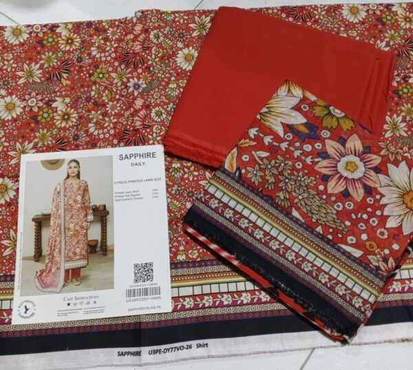 SAPPHIRE PRINTED LAWN 3PC | 001002