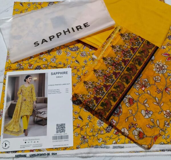 SAPPHIRE PRINTED LAWN 3PC | 001002