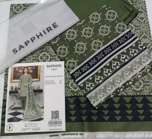 SAPPHIRE PRINTED LAWN 3PC | 001002