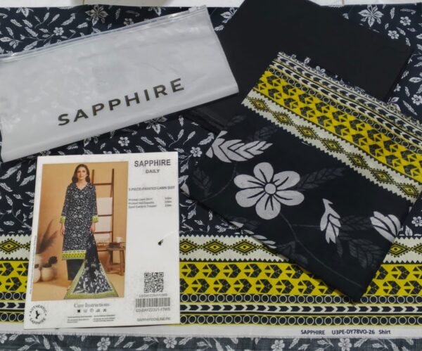 SAPPHIRE PRINTED LAWN 3PC | 001002