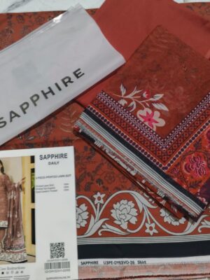 SAPPHIRE PRINTED LAWN 3PC | 001002