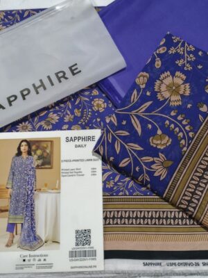 SAPPHIRE PRINTED LAWN 3PC | 001002