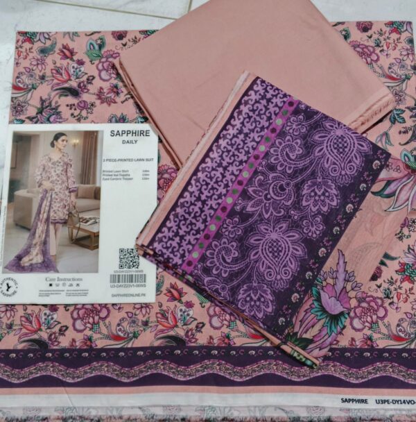 SAPPHIRE PRINTED LAWN 3PC | 001002