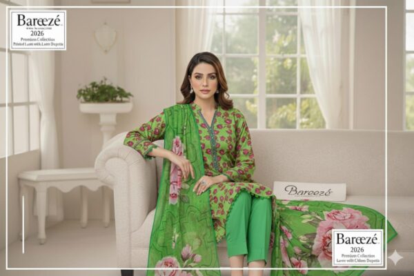 BAREEZE PRINTED LAWN 3PC |  000605
