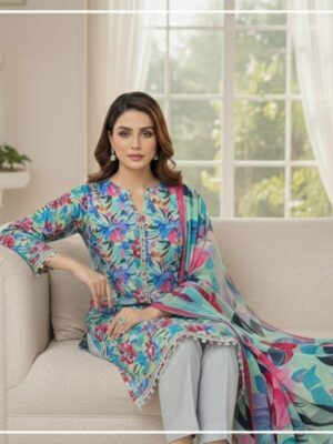 BAREEZE PRINTED LAWN 3PC |  000605