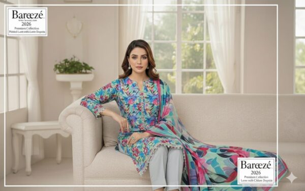 BAREEZE PRINTED LAWN 3PC |  000605