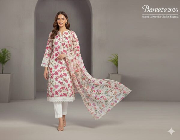 BAREEZE PRINTED LAWN 3PC |  000605