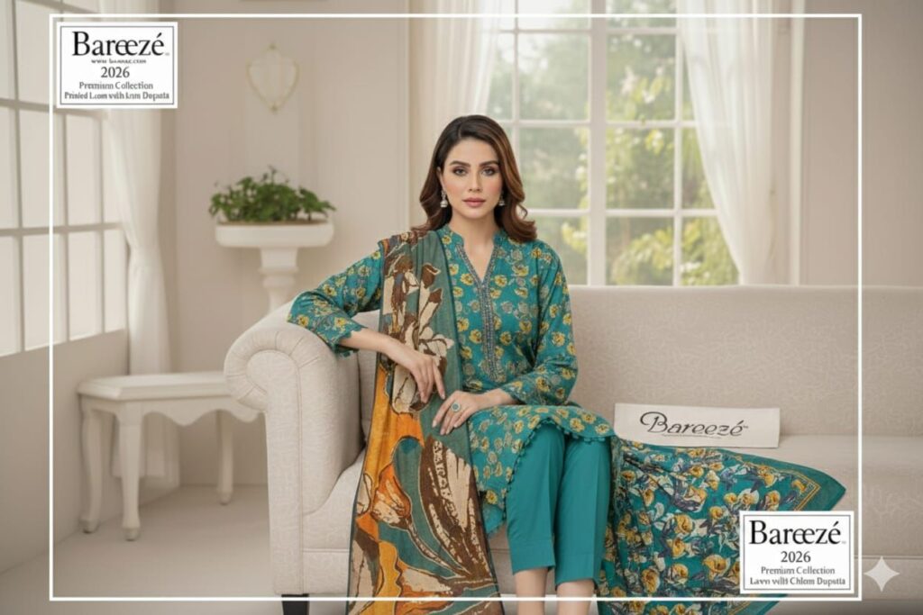 BAREEZE PRINTED LAWN 3PC |  000605