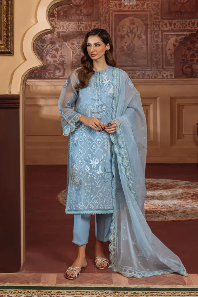 Sahar chikankari organza 3pc – 0001002