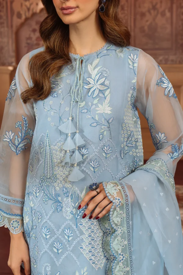 Sahar chikankari organza 3pc - 0001002