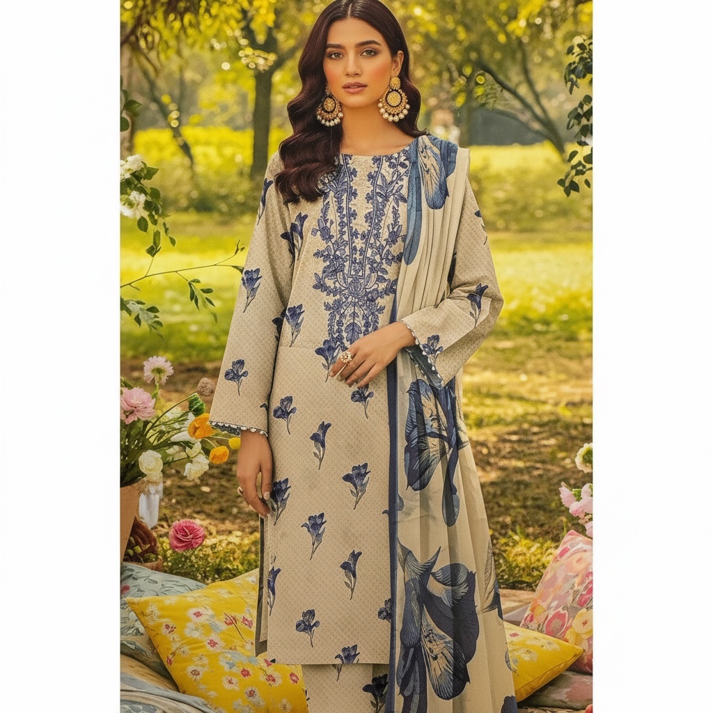 Iznik embroidery lawn 3pc – 000614