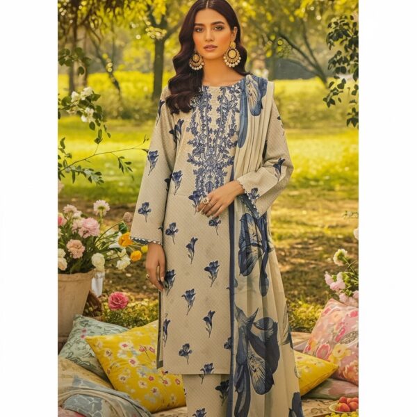 Iznik embroidery lawn 3pc - 000614