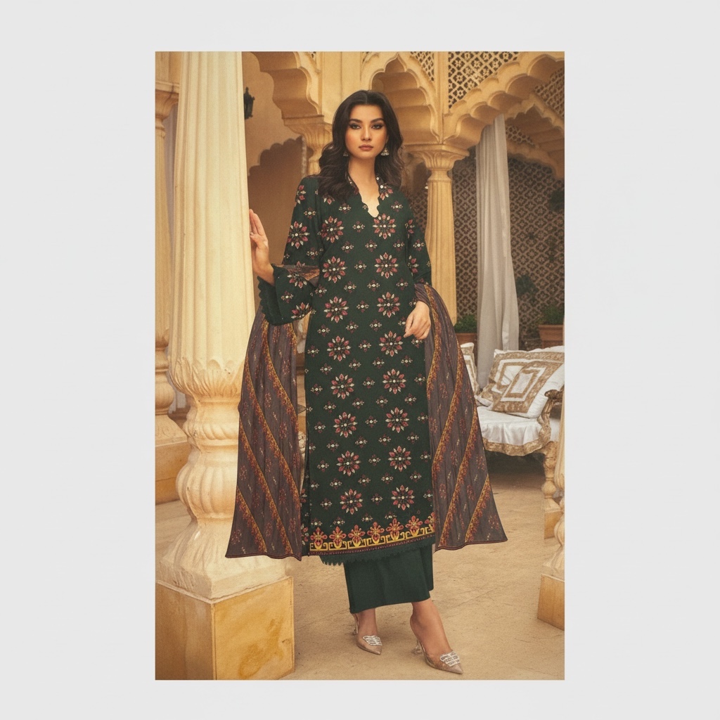 Magic in print printed lawn 3pc – 000616