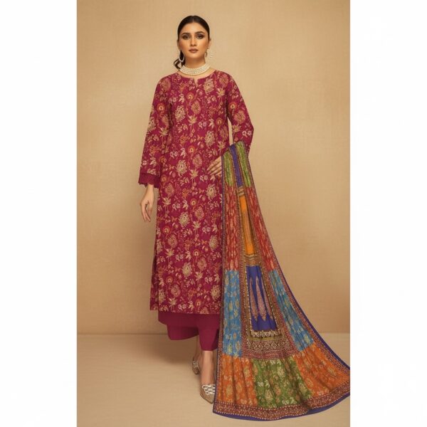 Magic in print printed lawn 3pc - 000616